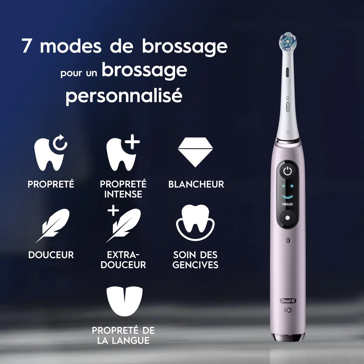Oral-B iO 9 Brosse A Dents Electrique Rose Quartz Pour Adultes, 7 Modes De Brossage Avec Blancheur, Soin Des Gencives, 16 Zones De Nettoyage, 2 Brossettes De Rechange Oral B, Chargeur, Etui De Voyage