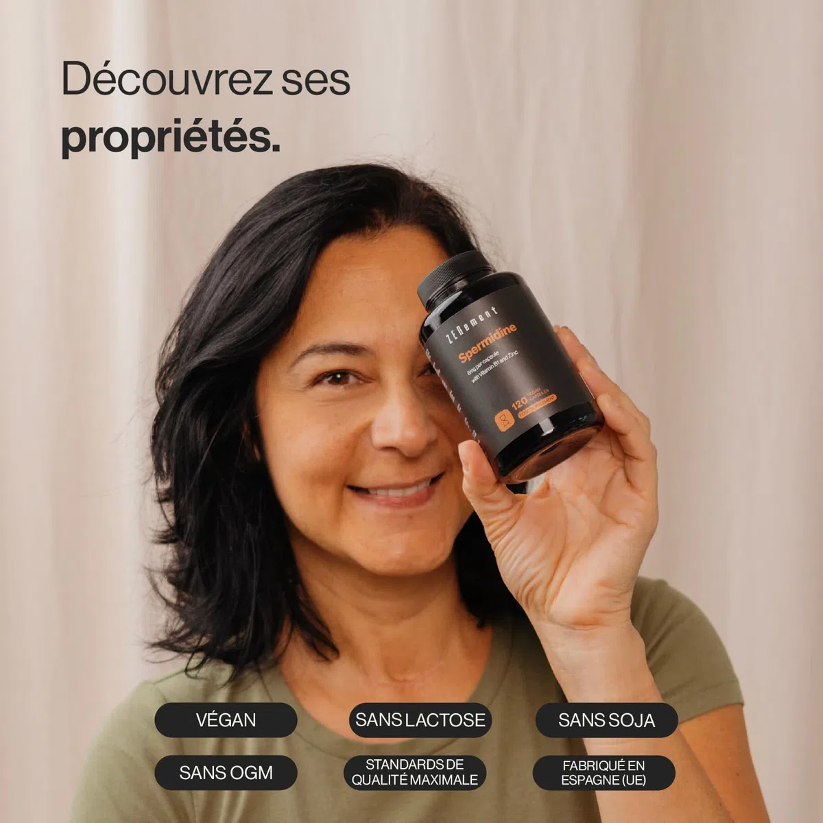 Spermidine - 6 mg par gélule avec Vitamine B1 et Zinc - Haute Dose - 120 Gélules - Extrait 100% Naturel de Germe de Blé - 6 Mois d'approvisionnement - Végan, Sans Additifs, Sans OGM - Zenement