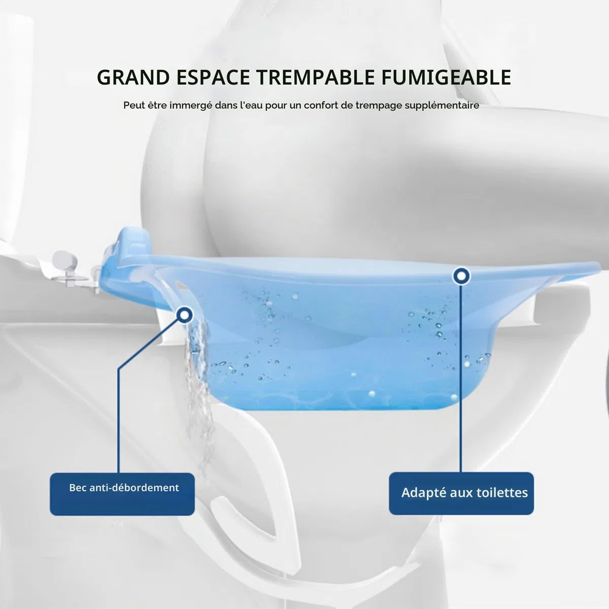 Bath pour les toilettes, siège portable pour les hémorroïdes, salle de bain post-partum, bains de siège, bidet (bleu)