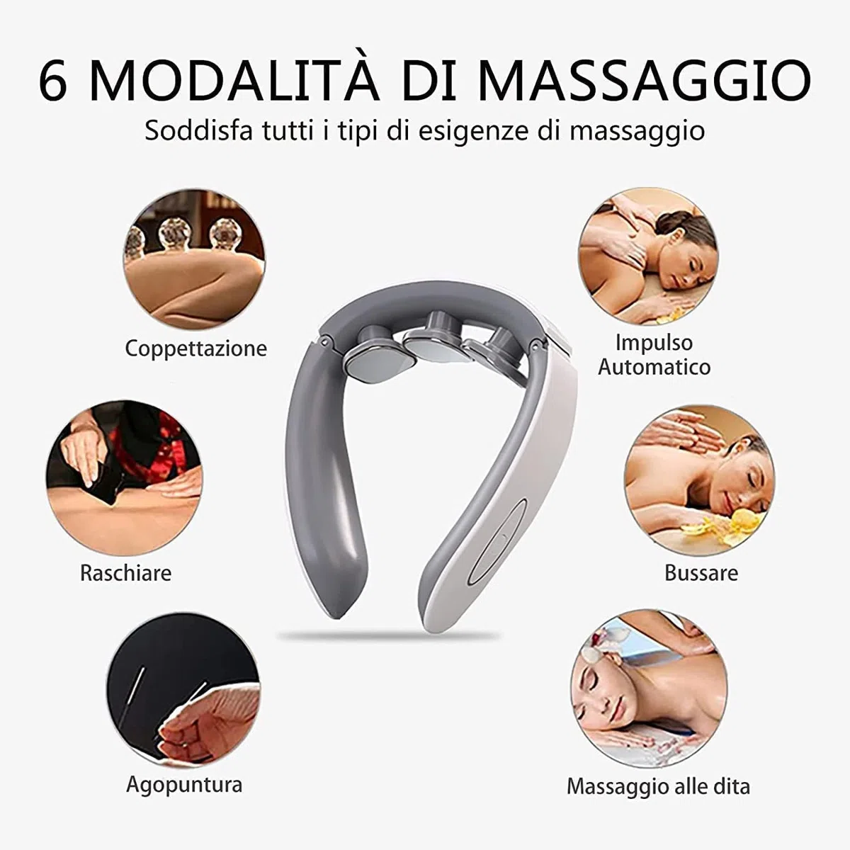 Masseur Cervical Portable, Chaleur 42°C, 5 Modes 9 Intensités, Appareil Massage Électrique Cou Nuque Épaules, pour Maison Bureau Voyage