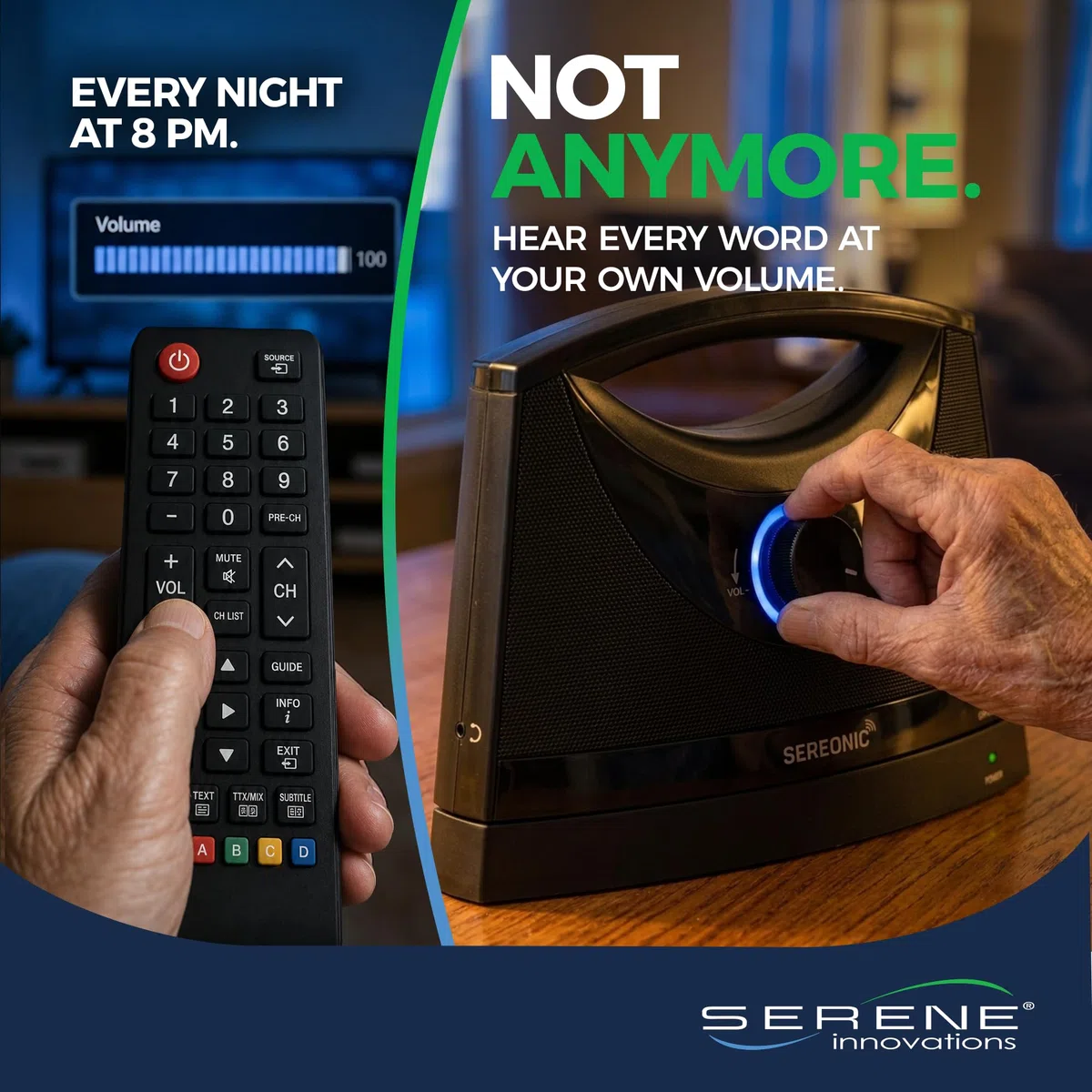 SEREONIC Amplificateur vocal TV portable sans fil - Idéal pour personnes âgées - Amplificateur auditif avec portée de 30 m - Haut-parleur vocal