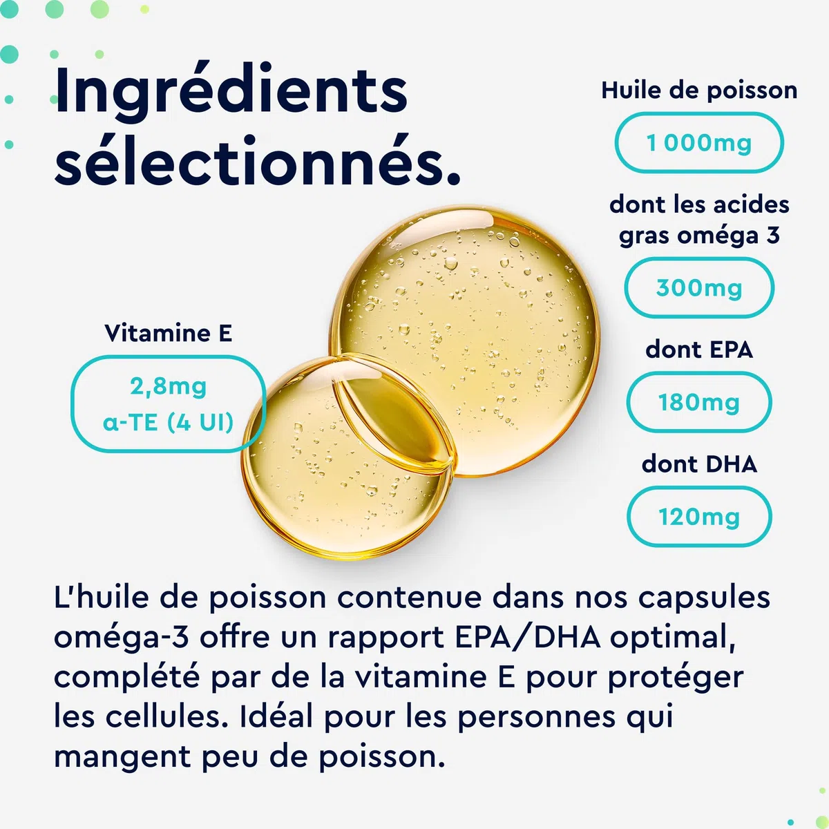 Oméga 3 1000mg Huile de Poissons Sauvages, 400 Gélules Biodisponibles, EPA 180mg DHA 120mg, Haute Concentration Acides Gras, Soutient le Cerveau, Cœur, Tension Artérielle, Sans Additifs