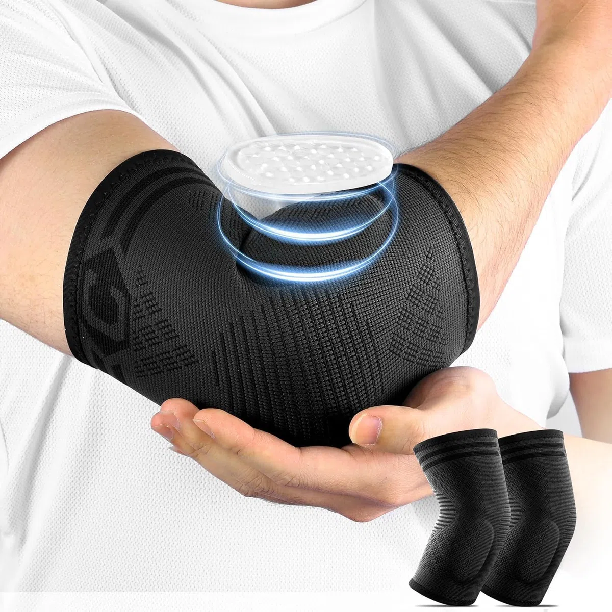 CAMBIVO Coudiere Tendinite x2 Avec Coussin de Gel, Manchon Compression Bras Elastique, Coudiere Epicondylite pour Soulagement des Douleurs Articulaires, Golf Tennis Elbow, Gym
