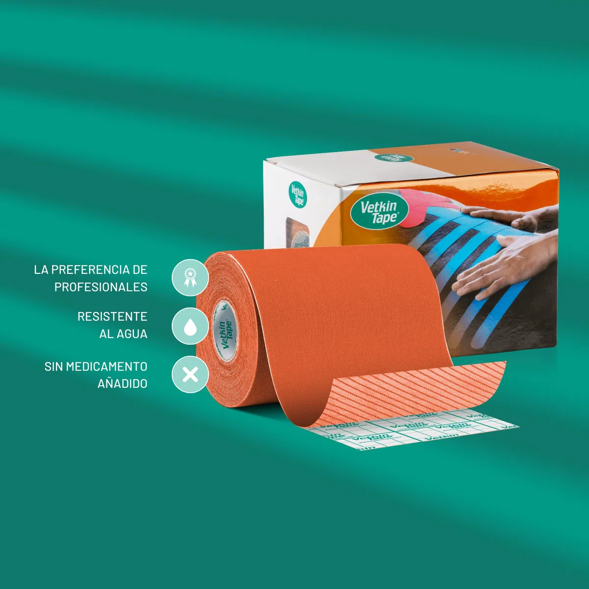 VetkinTape Bande de kinésiologie vétérinaire 10 cm-5 m | Bande de kinésiologie pour Chevaux et Chiens | sans Latex et certifié TÜV | Lot de 1 Rouleau | Orange