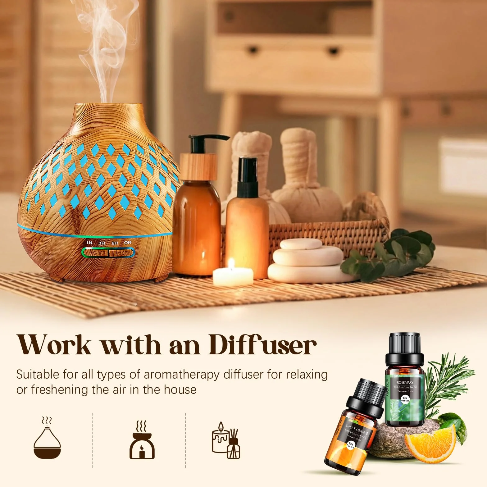 AESHORY Kit Huiles Essentielles 20 X 10ML, Huiles Essentielles Naturelle Aromathérapie pour Diffuseurs, pour SPA, Massage, Idéal Cadeaux Faits Main pour Fêtes - Citron, Rose, Bois de Santal, Jasmin