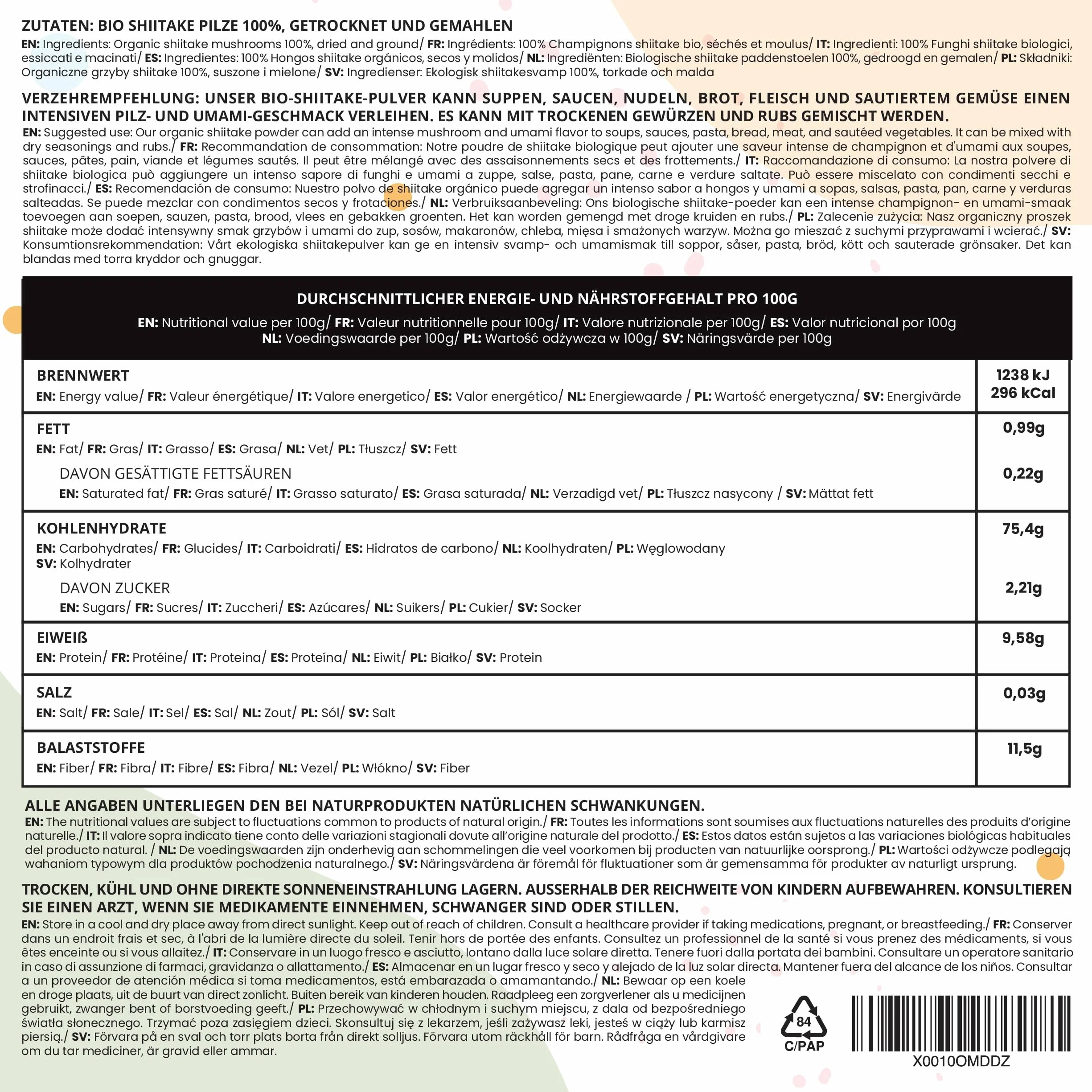 Shiitake BIO en Poudre 250g, Champignon Shiitake Séchés Moulus pour la Cuisine