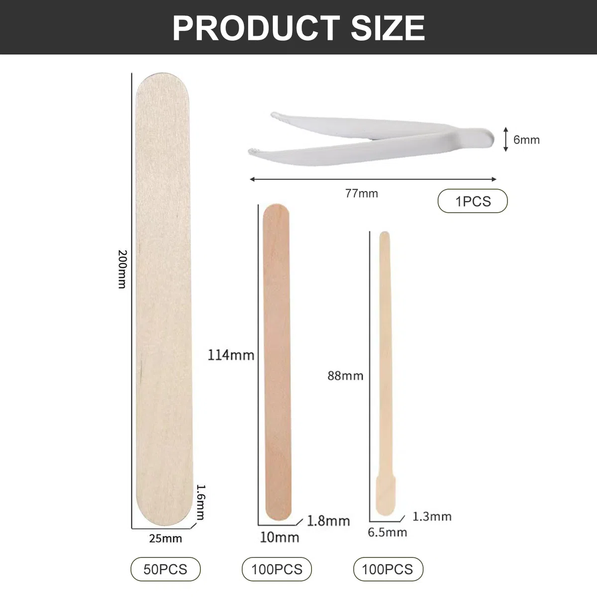 Spatule Cire Epilation, Spatule Bois Epilation, Baton Epilation Cire, Baton Cire Epilation, Spatule Bois pour Cire, 250 Pièces Bâtons de Cire, pour Épilation Sourcils Lèvres Corps, 3 Tailles