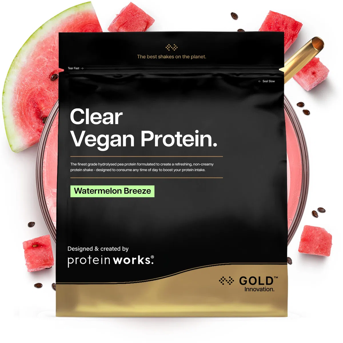 Protein Works - Protéines végétaliennes claires, boisson rafraîchissante à haute teneur en protéines, 18 shakes, pastèque, 270 g