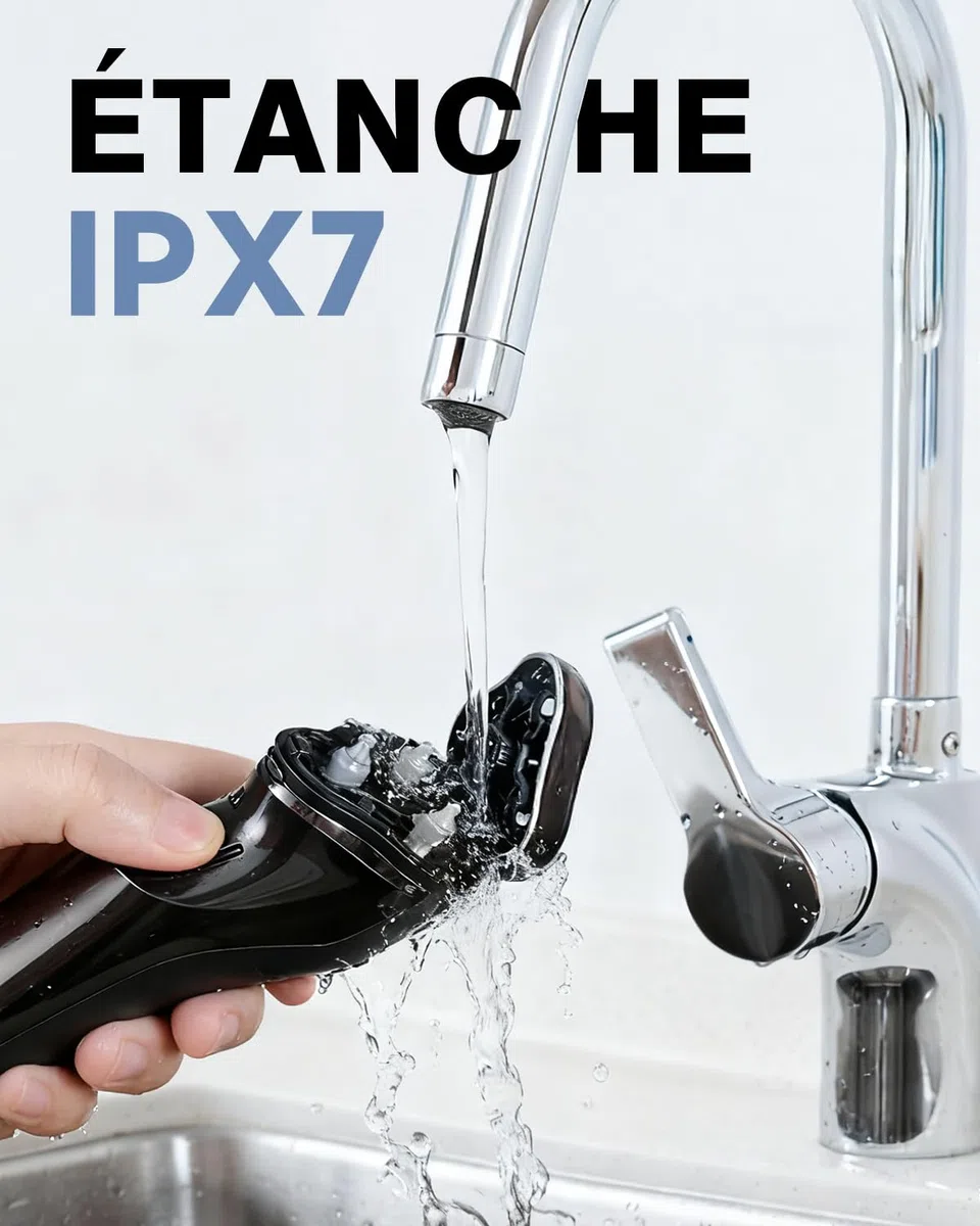 Rasoir Electrique Homme avec Écran LCD, IPX7 Étanche pour Rasage Sec et Humide, 4D Tête Flottante, 120 Min d'Autonomie, Rasoir Rechargeable avec Verrouillage de Voyage, Idéal pour Peau Sensible (Noir)