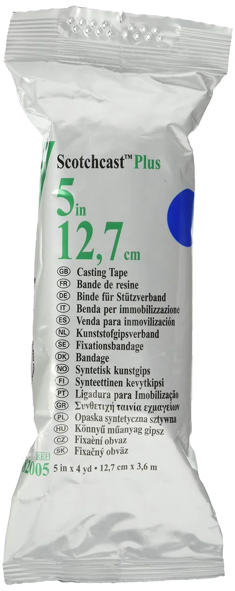 3M Scotchcast Plus Bandage en fibre de verre avec résine polyuréthane activable à l'eau, léger, résistant, respirant, couleur bleue, dimensions 12,7 cm x 3,65 m, lot de 10 unités