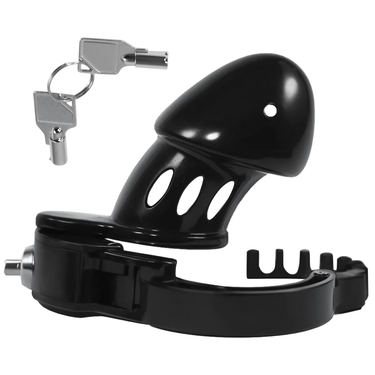 Ceintures de Chasteté avec Serrure à Poussoir Cage de Chasteté Pénis Réglable en 7 Tailles Différentes (42-52mm) Jouets Sexuels Chastity Cage pour l'Exercice du Pénis de l'Homme (Black)