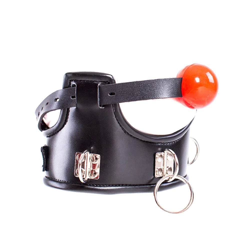 MFMYEE Harnais de bondage avec bâillon à billes en silicone Fetish SM collier en cuir de bondage professionnel corset de cou rembourré