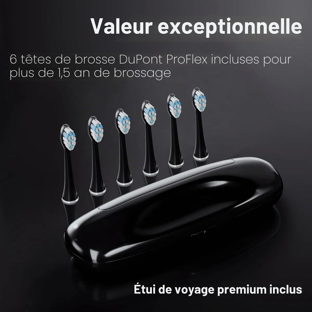 Aquasonic Black Series PRO – Brosse à dents électrique ultra-blanchissante – 5 modes et minuteurs intelligents – Étui de voyage premium et 6 têtes de brosse Proflex – Brosse à dents acceptée par ADA