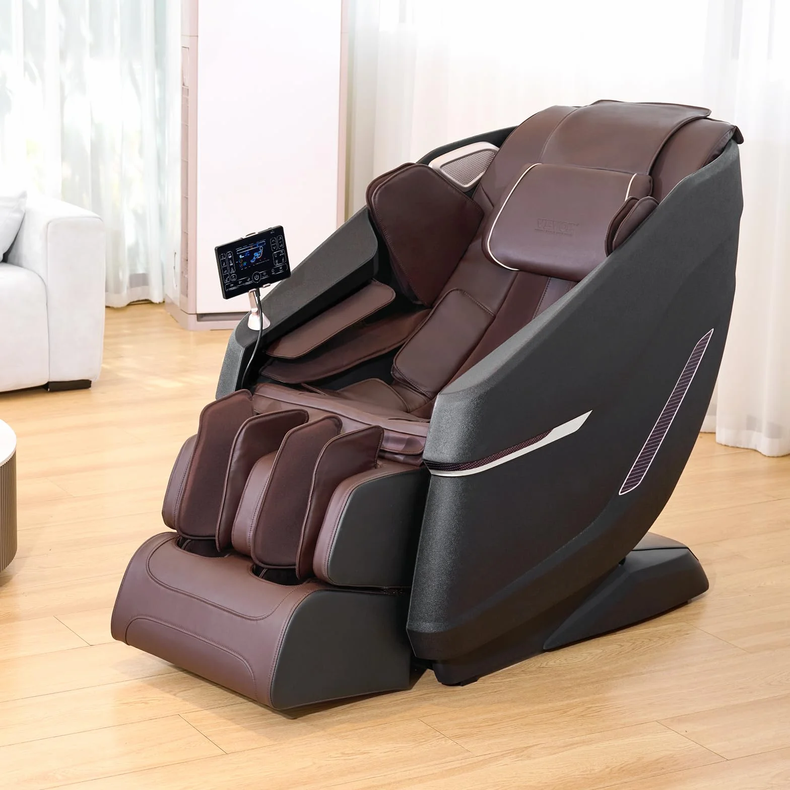 VEVOR Fauteuil de Massage avec Piste SL Flexible, Masseur Shiatsu 3D Complet du Corps, Zéro Gravité, 10 à 18 Modes Automatiques, Chauffage, Haut-Parleur Bluetooth, Coussin d’Air, et Écran Tactile