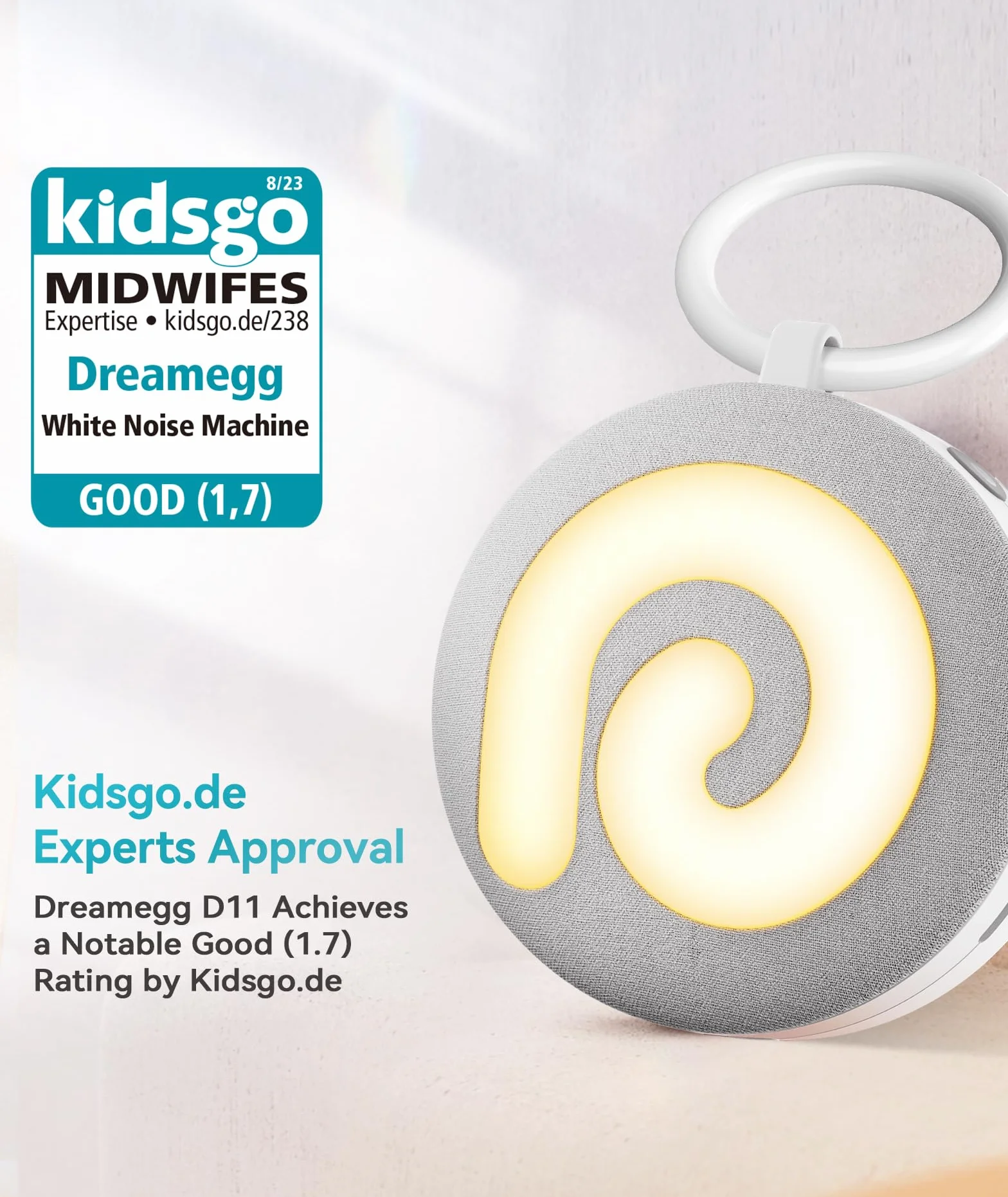 Dreamegg Machine à Bruit Blanc Bebe Portable, White Noise Machine avec Veilleuse Bébé pour Enfant Adulte–21 Sons Apaisants, USB Rechargeable, Idéal pour la chambre & voyages, Cadeau Nouveau-né, D11