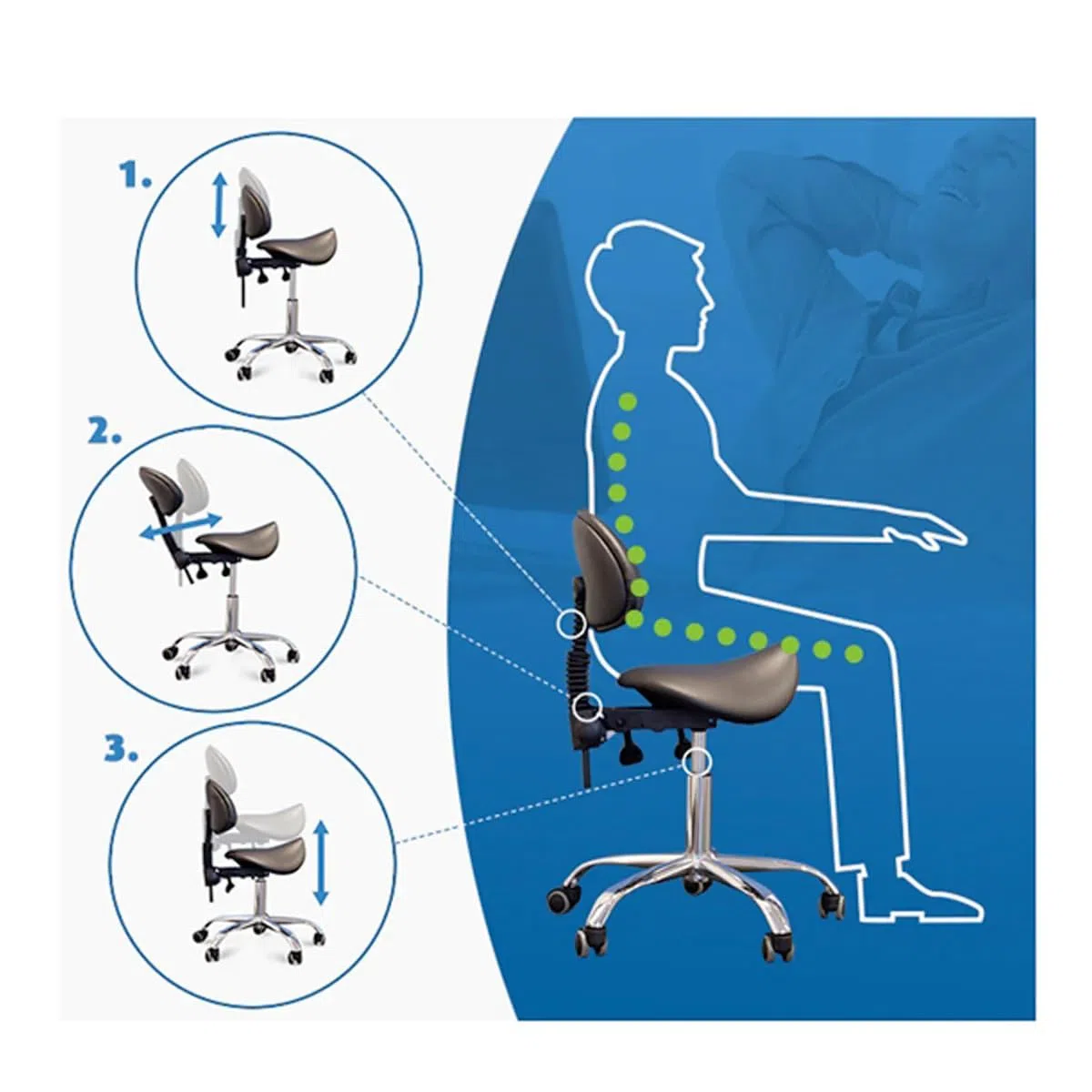Tabouret cosmétique avec dossier 1025 noir Giovanni