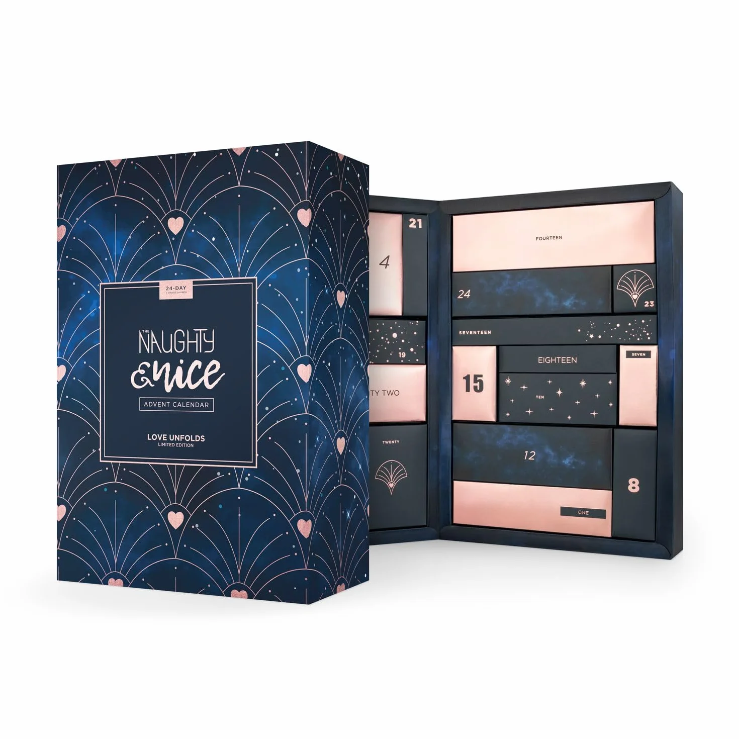 Adam et Eve Naughty & Nice Calendrier de l'Avent érotique pour adulte avec 24 jouets sexuels et accessoires, un nouveau cadeau chaque jour (2025)