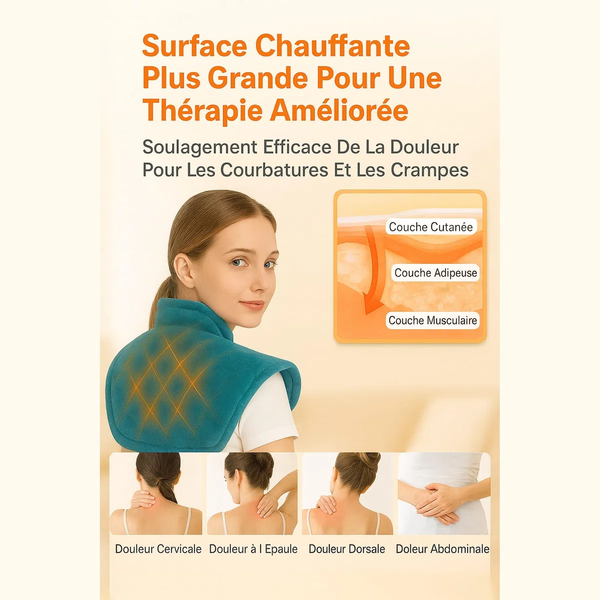 Coussin Chauffant Pondéré 1200g pour Cou et Épaules, 5 Niveaux de Chaleur, 4 Minuteries, Soulagement des Douleurs Cervicales, Lavable en Machine, Cadeau pour Femmes, Hommes et Parents