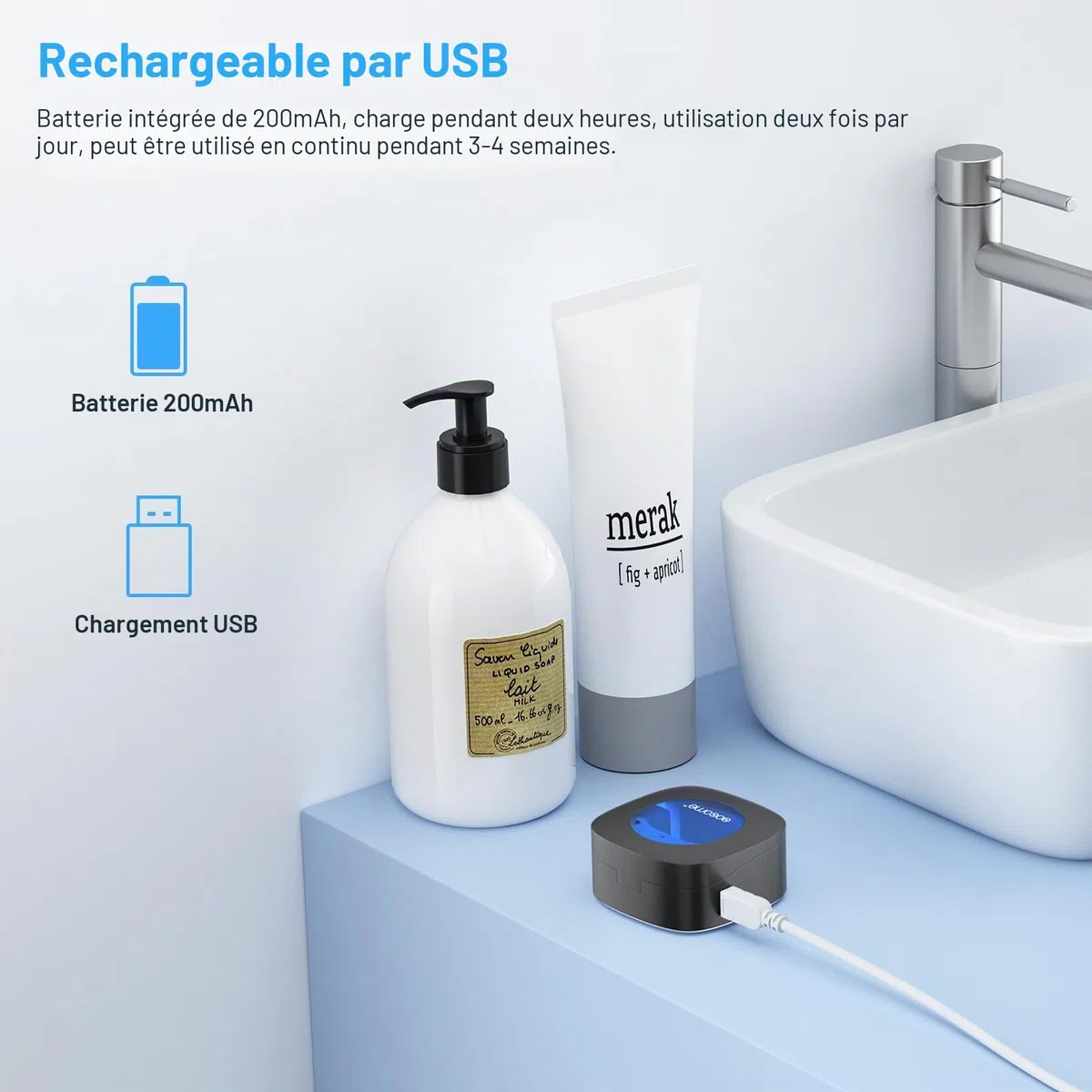 Étui Portable pour Brosse à Dents et désinfectant UV Profond, étui de Rangement pour Brosse à Dents avec Perforation sans Autocollant pour Voyage et Utilisation familiale(Noir)