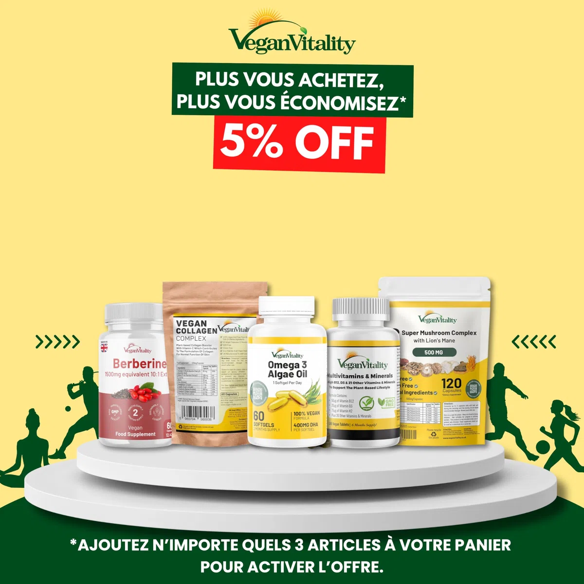 Omega 3 Vegan Huile d'algues 400 mg DHA par capsule, 60 capsules, soit 2 mois d'huile vegetale. Remplace huile de foie de morue, convient à tous les régimes vegan/végétariens