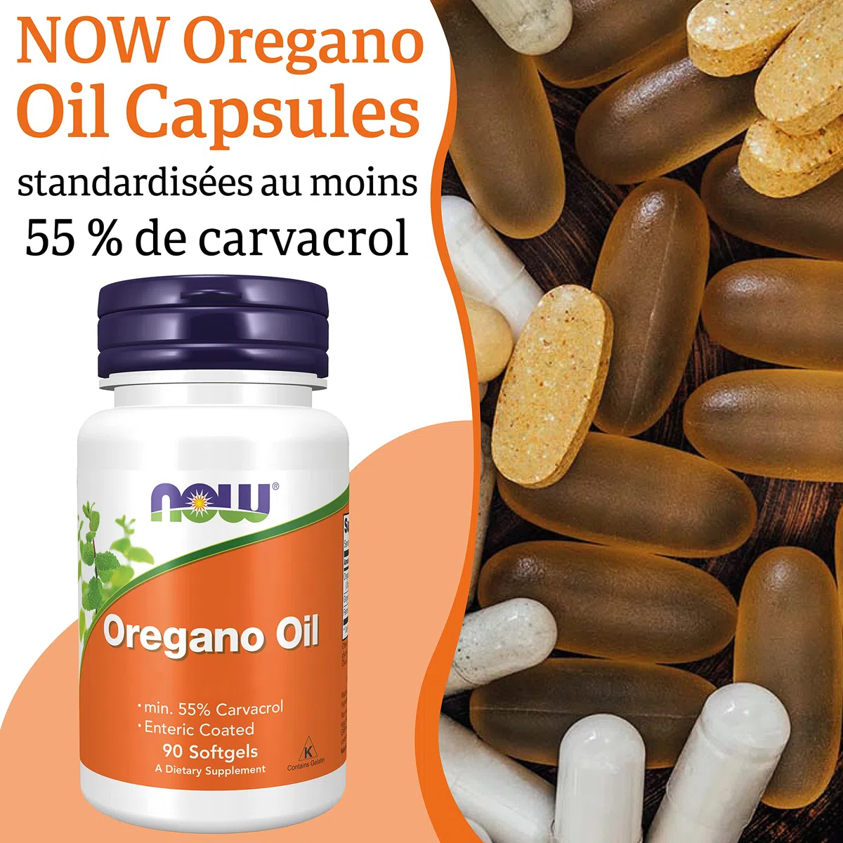 Now Foods, Oregane Oil (Huile d'Origan), 90 Gélules, Testé en Laboratoire, Végétal, Sans Gluten, Sans Soja, Sans OGM