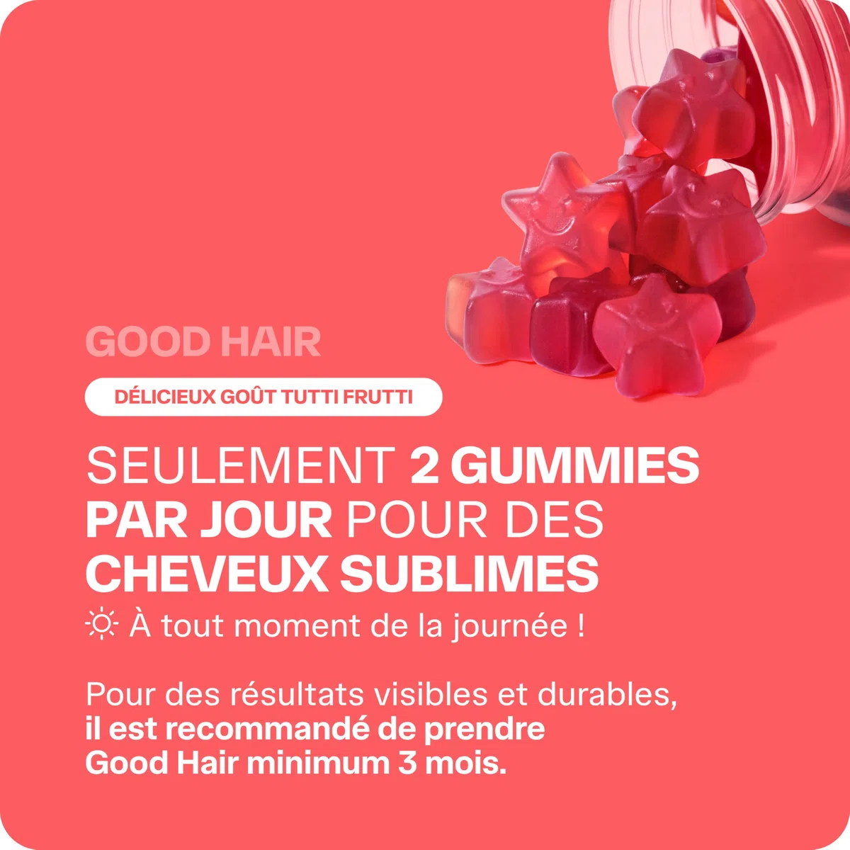 Lashilé Beauty Good Hair – Gummies Cheveux Pousse & Croissance – Complément Alimentaire Cheveux Fortifiants – Biotine, Zinc, Prêle – Vegan, Sans Sucres – Made in France – Cure 1 Mois, 60 Gummies