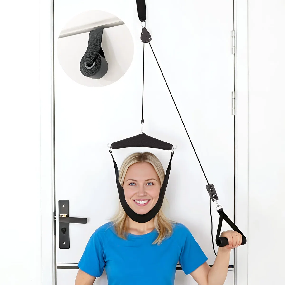 Appareil de Traction cervicale à Double cliquet, Appareil de Traction du Cou, pour Soulagement de la Douleur Cervicale, la Hernie Discale Vertébrale