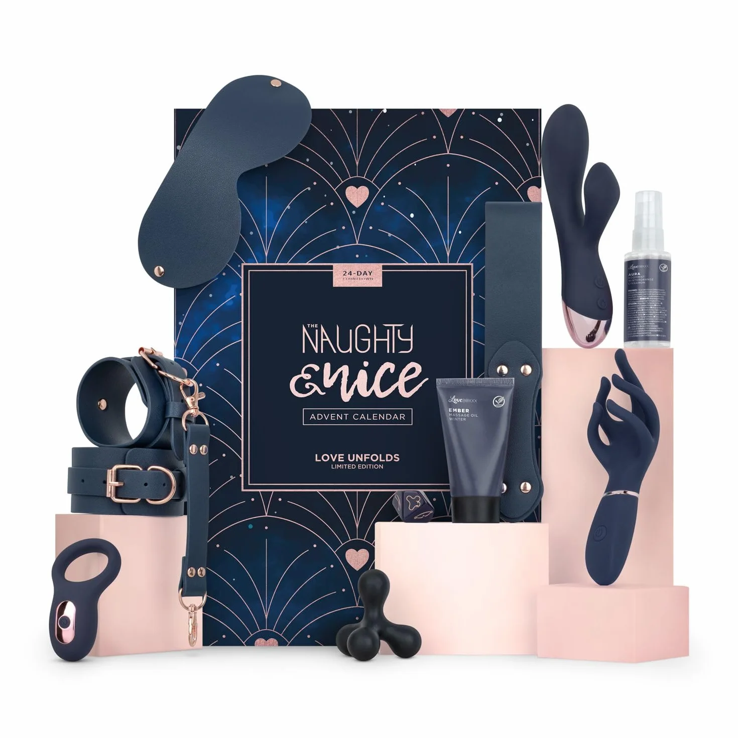 Adam et Eve Naughty & Nice Calendrier de l'Avent érotique pour adulte avec 24 jouets sexuels et accessoires, un nouveau cadeau chaque jour (2025)