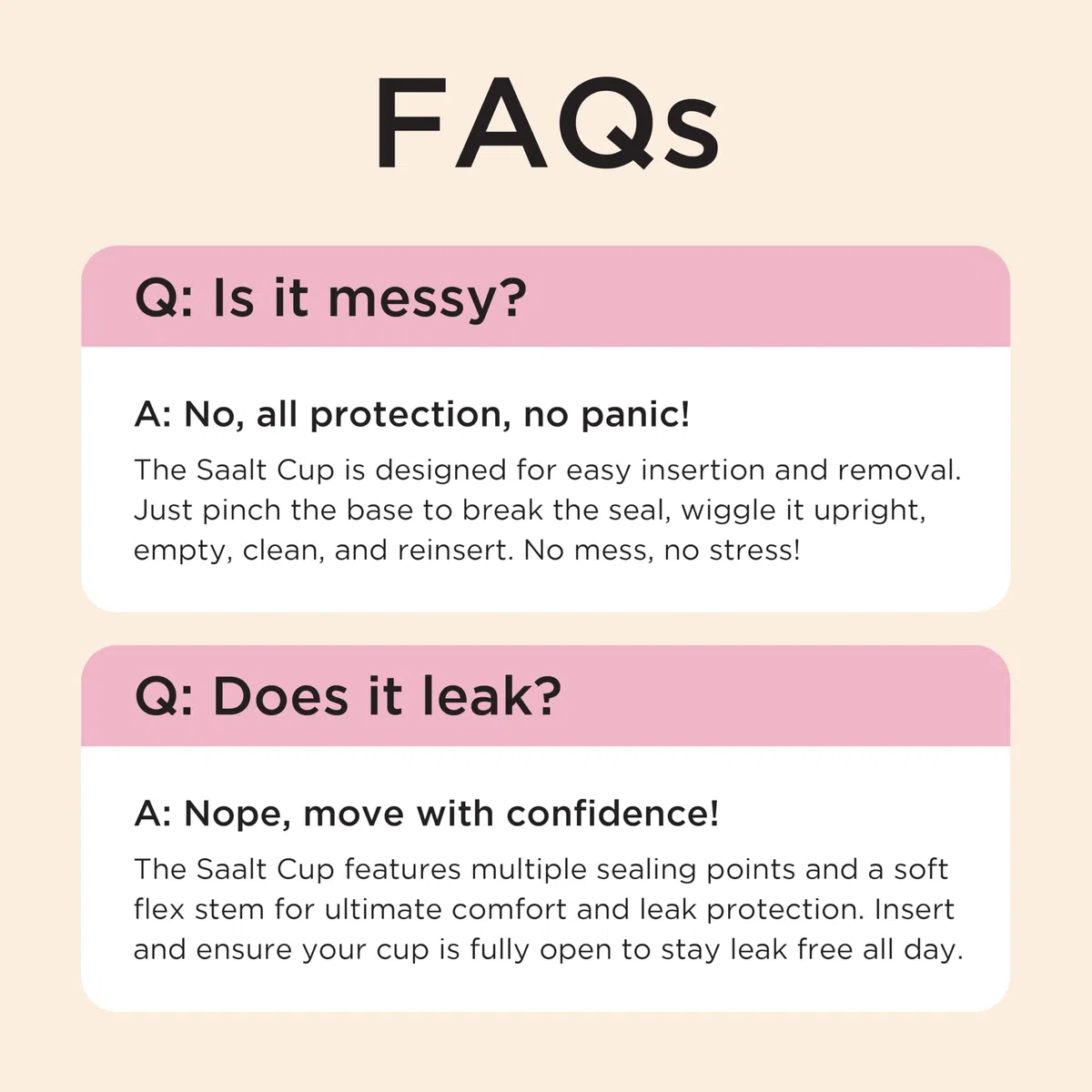 Coupe menstruelle réutilisable Saalt – Protection confortable et sans fuite jusqu'à 12 heures – Sans BPA ni latex – Comprend une coupe et un sac de transport - taille Régulier, Rose
