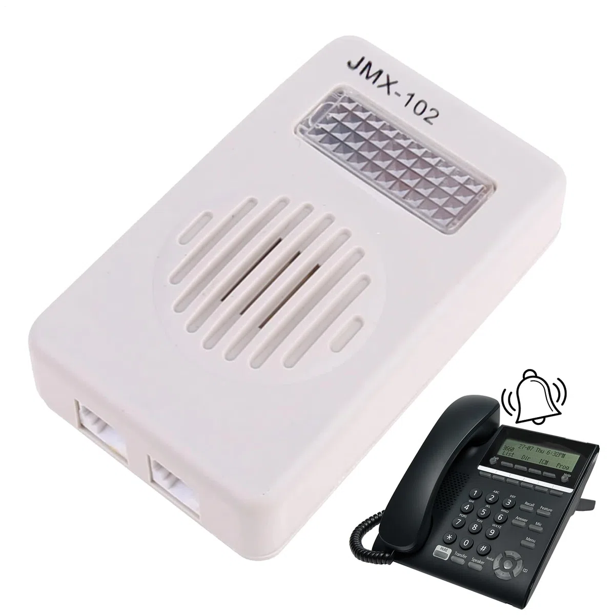 Amplificateur de Sonnette pour téléphone | Amplificateur de Volume 70 DB avec indicateur, indicateur Lumineux pour appels téléphoniques Fixes domestiques et Bureaux