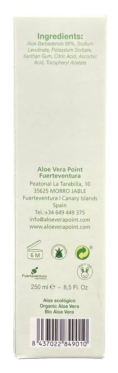 Aloe Vera Point Gel Naturel Bio 99% Aloe Vera 250ml - 2 unités
