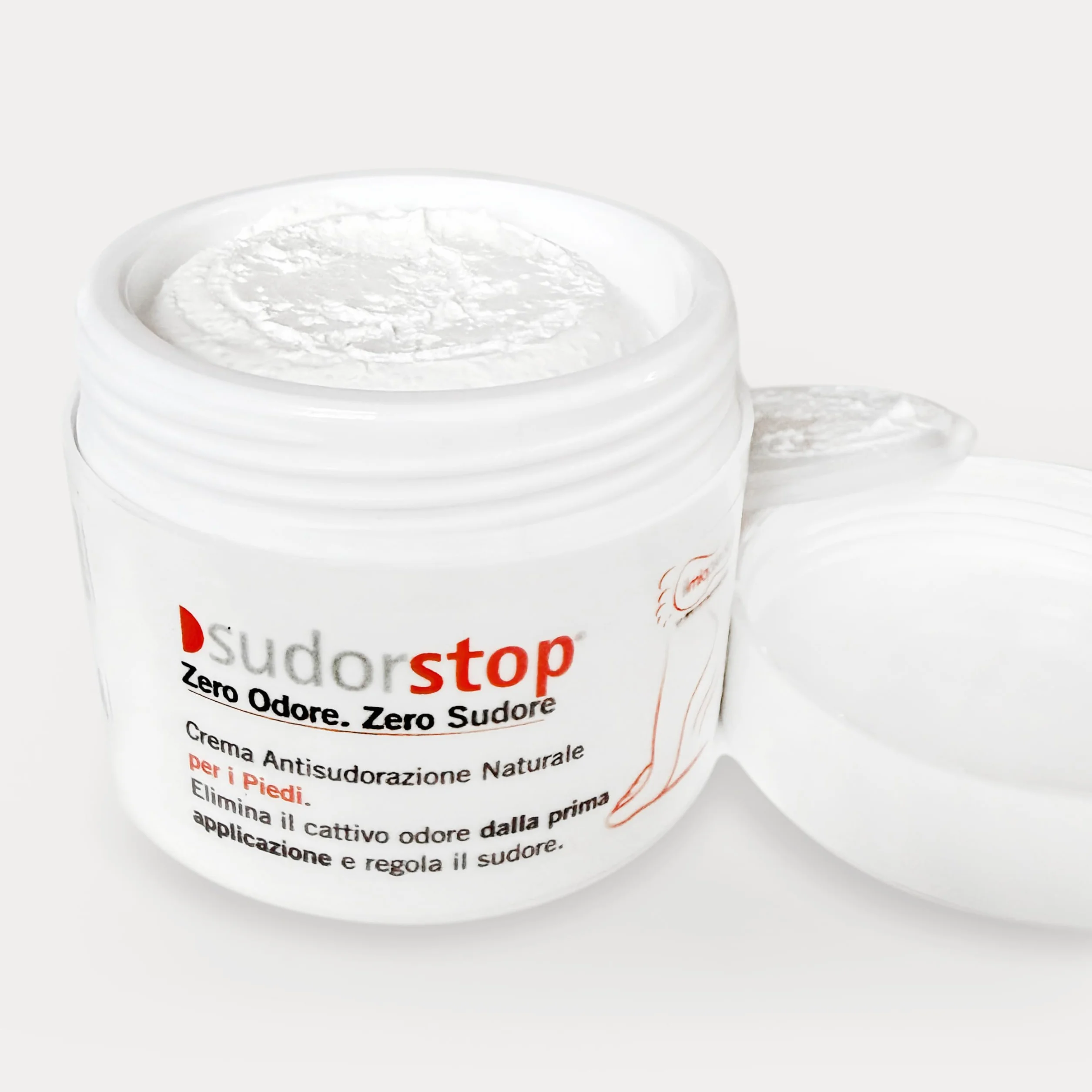 Crème naturelle contre la transpiration et les odeurs de pieds | Format Pot de ml.50 | Résultats immédiats | Sudorstop est produit en Italie