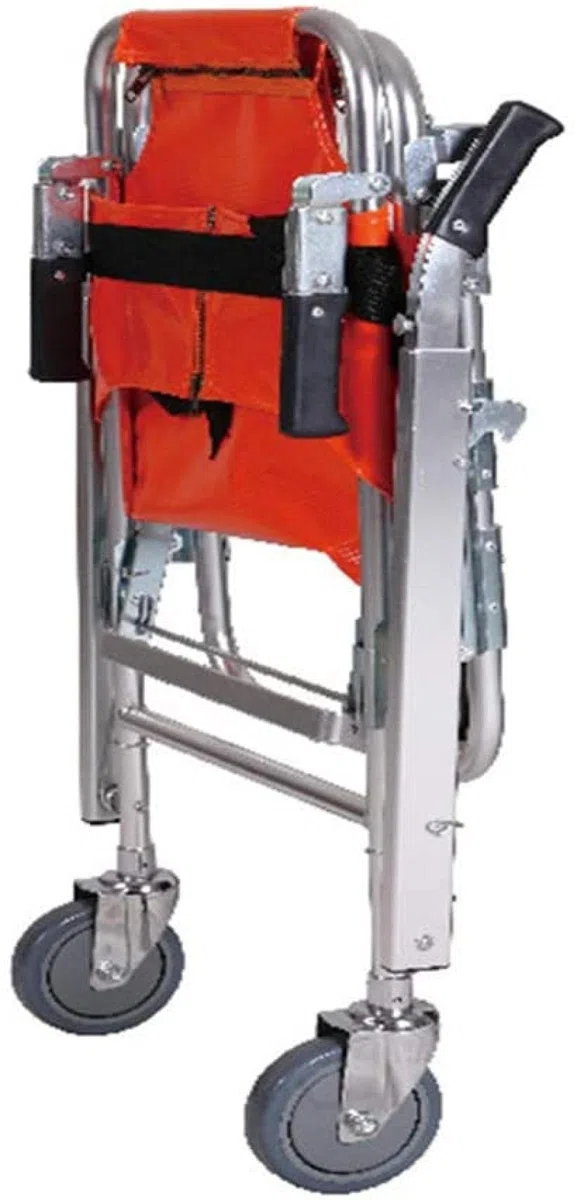 Chaise d'escalier légère en aluminium avec boucles à dégagement rapide – Ascenseur médical pour évacuer les pompiers ambulanciers, couleur orange