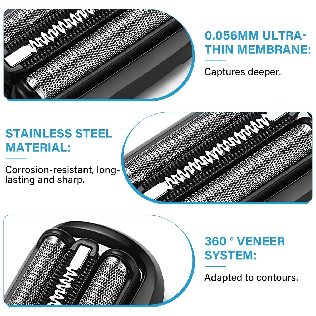 2 Pièces 53B Tête Rasoir Compatible avec Series 5,6,7(Nouvelle Génération) | pour Rasoir Serie 5 et S6 S7,Adapté aux Modèles 5018s,5035s,5049cs,6020s,6072cc,6075cc,6090cc,5035s,5050cs et les nouveaux S7