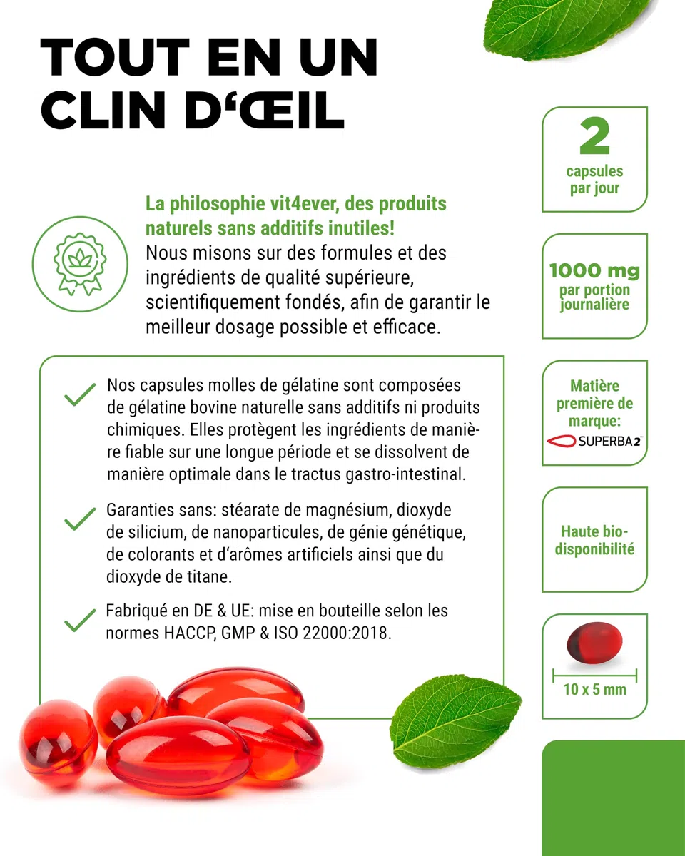 Huile de Krill - 120 Capsules - Premium : Huile de Krill de l'Antarctique Superba - Riche en EPA + DHA + Astaxanthine + Phospholipides + Acides Gras Oméga 3 - De Culture Durable