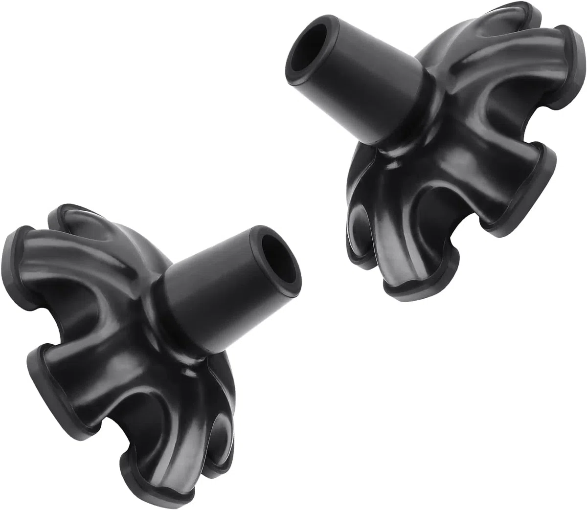 supregear Embouts de Canne avec 6 Points en Caoutchouc 2-Pack, 6 Caoutchouc Antidérapant pour Canne de Marche Standard de 19 mm de Diamètre, Rechange Canne Pliante Autoportante, Accessoire, Noir
