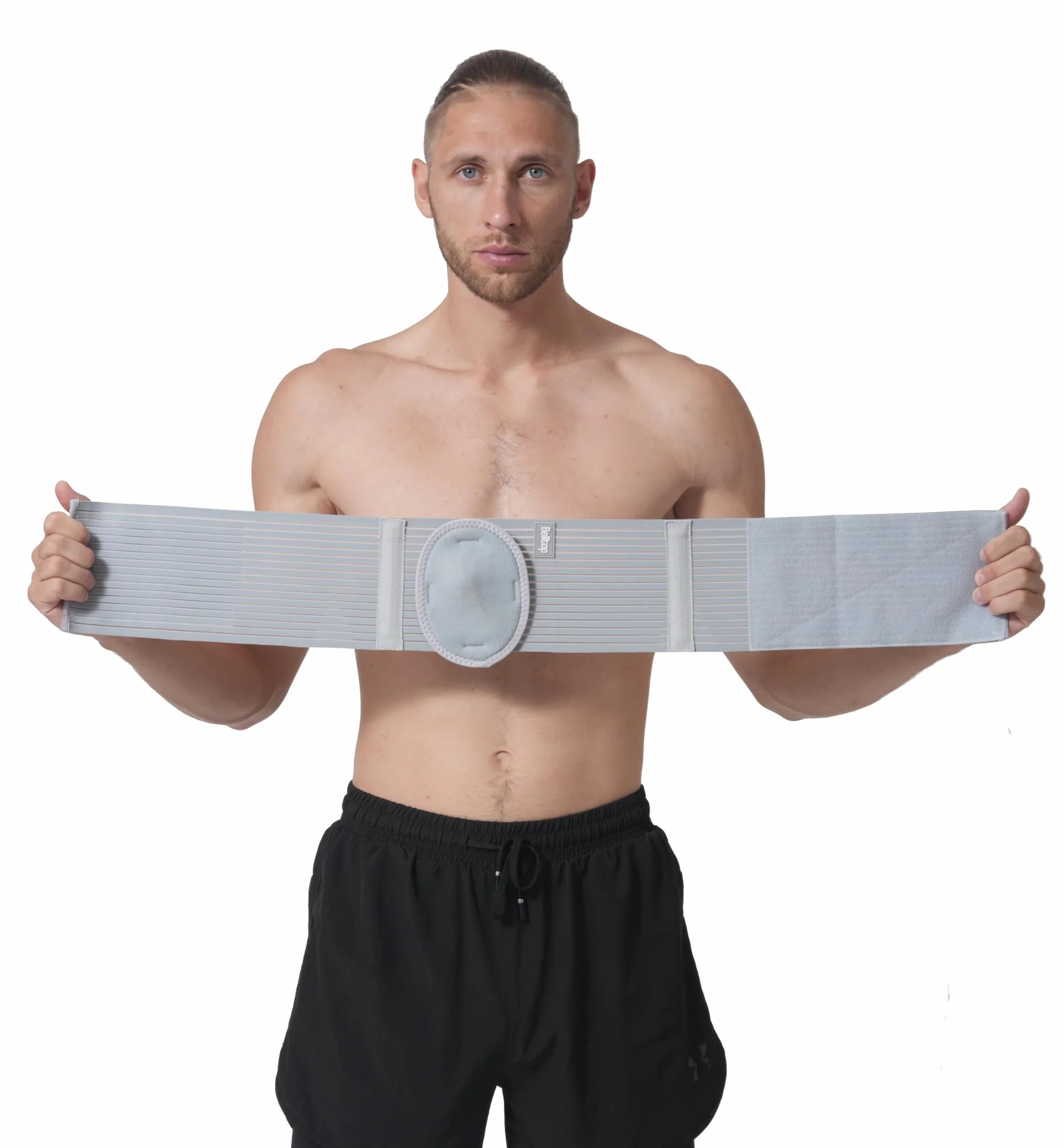 Ceinture pour hernie ombilicale. Ceinture abdominale pour hernie ombilicale avec coussinet de compression. Ceinture médicale avec soutien ombilical: soulage douleur. Capacité de thermorégulation(L/XL)