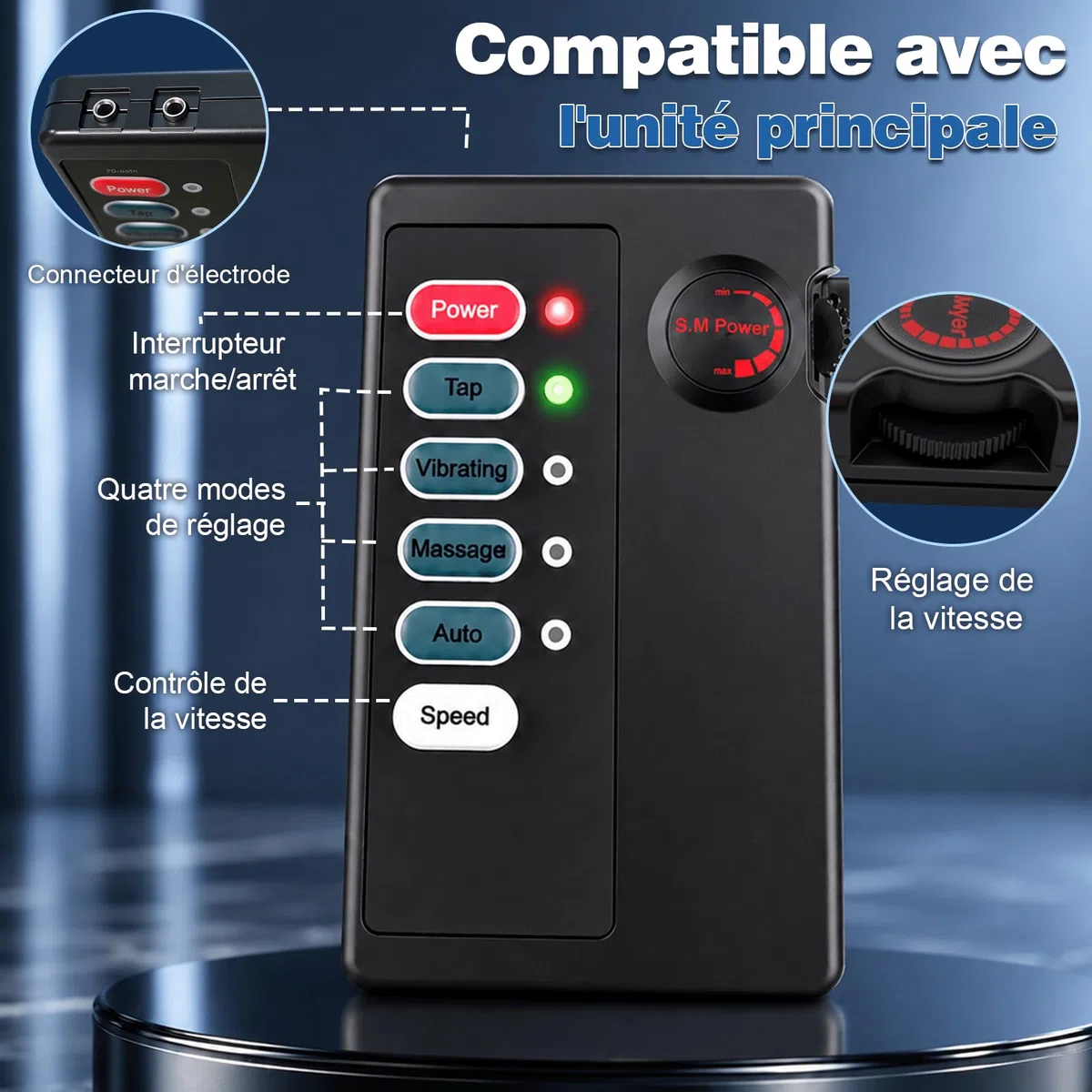 Unité de Contrôle d’électrostimulation Double Sortie 2,5 mm SM Jouet Sexuel | Boîtier de Commande pour Électrostimulation Connecter Simultanément Deux Accessoires Compatible avec la Plupart Réglable