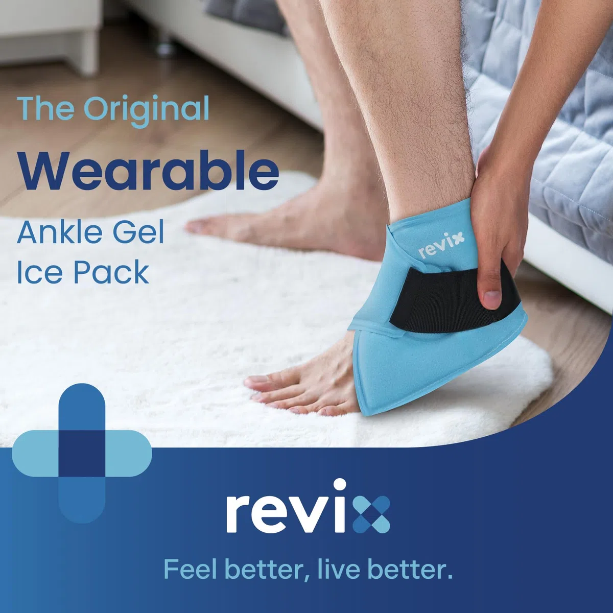 REVIX Pack de Froid pour Cheville (Lot de 2) - Gel Réutilisable à Compression Froide pour Douleurs du Pied, Enveloppe Glacée contre Gonflements, Fasciite Plantaire, Tendinite d'Achille et Entorses