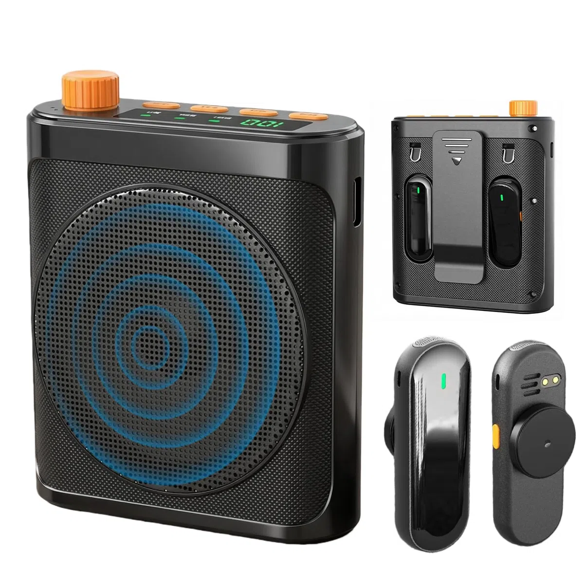 Amplificateur vocal avec microphone sans fil, amplificateur vocal portable Bluetooth 5.4 avec casque microphone, mini haut-parleur rechargeable 2000 mAh, sans fil, idéal pour les enseignants, les