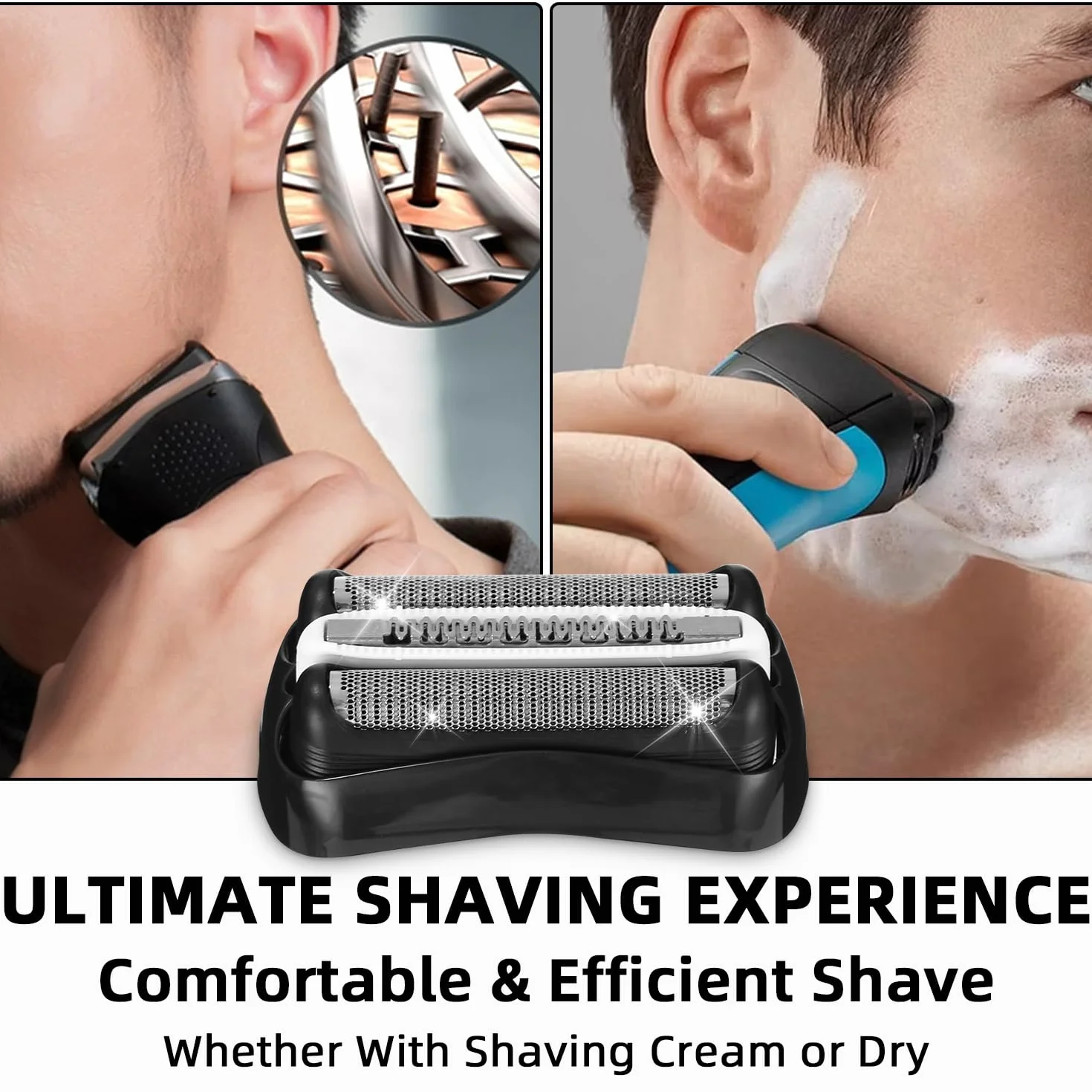 3 pièces tête de rasoir compatible avec Braun Série 3, 32B, pour S3 3040S, 3000S, 310S, 300S et plus, grille de rasoir pour Braun Série 3, accessoires de qualité pour un rasage parfait