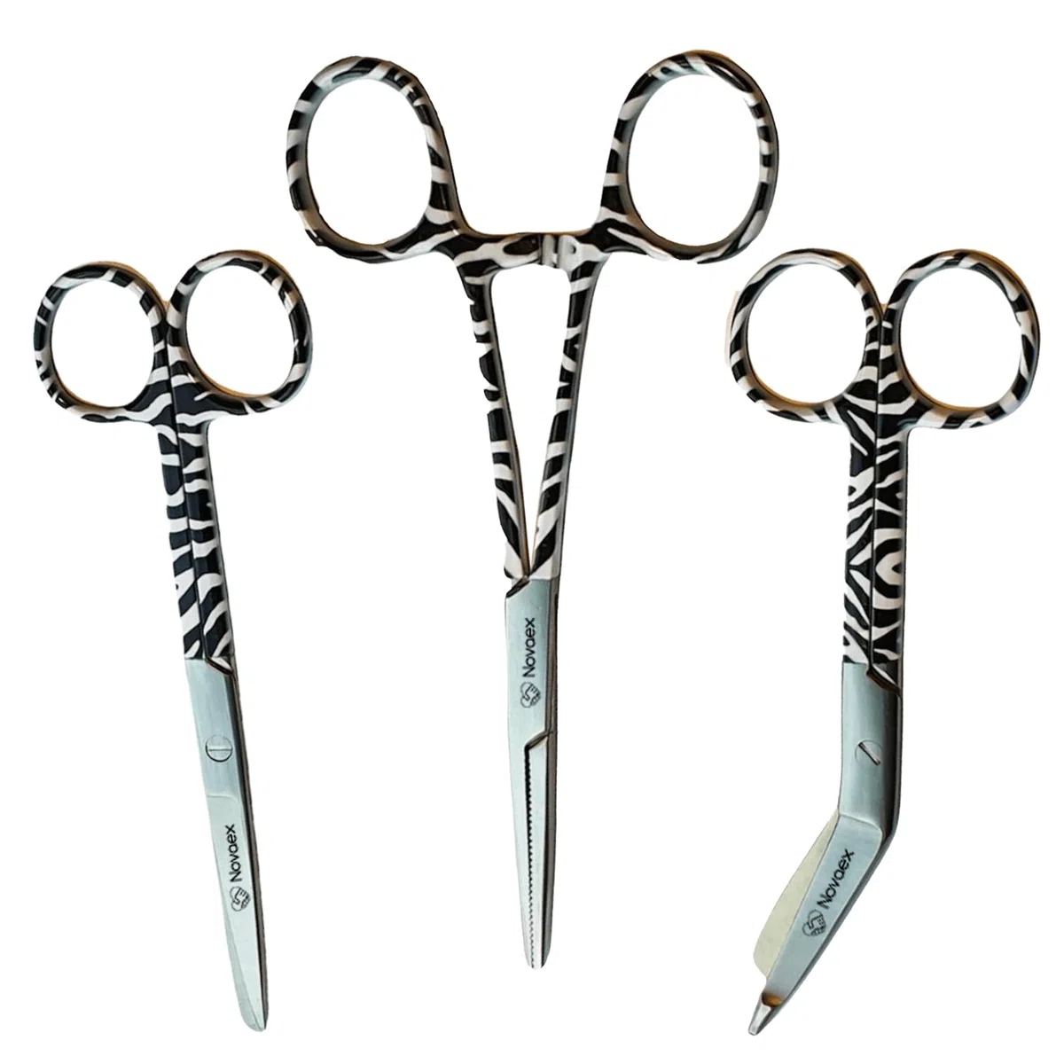 Set de ciseaux d'infirmière "Zèbre" - Ciseaux à bandages - Accessoires infirmiers - Ciseaux de premiers secours - Ciseaux médicaux - Kocher - Cadeau pour infirmière