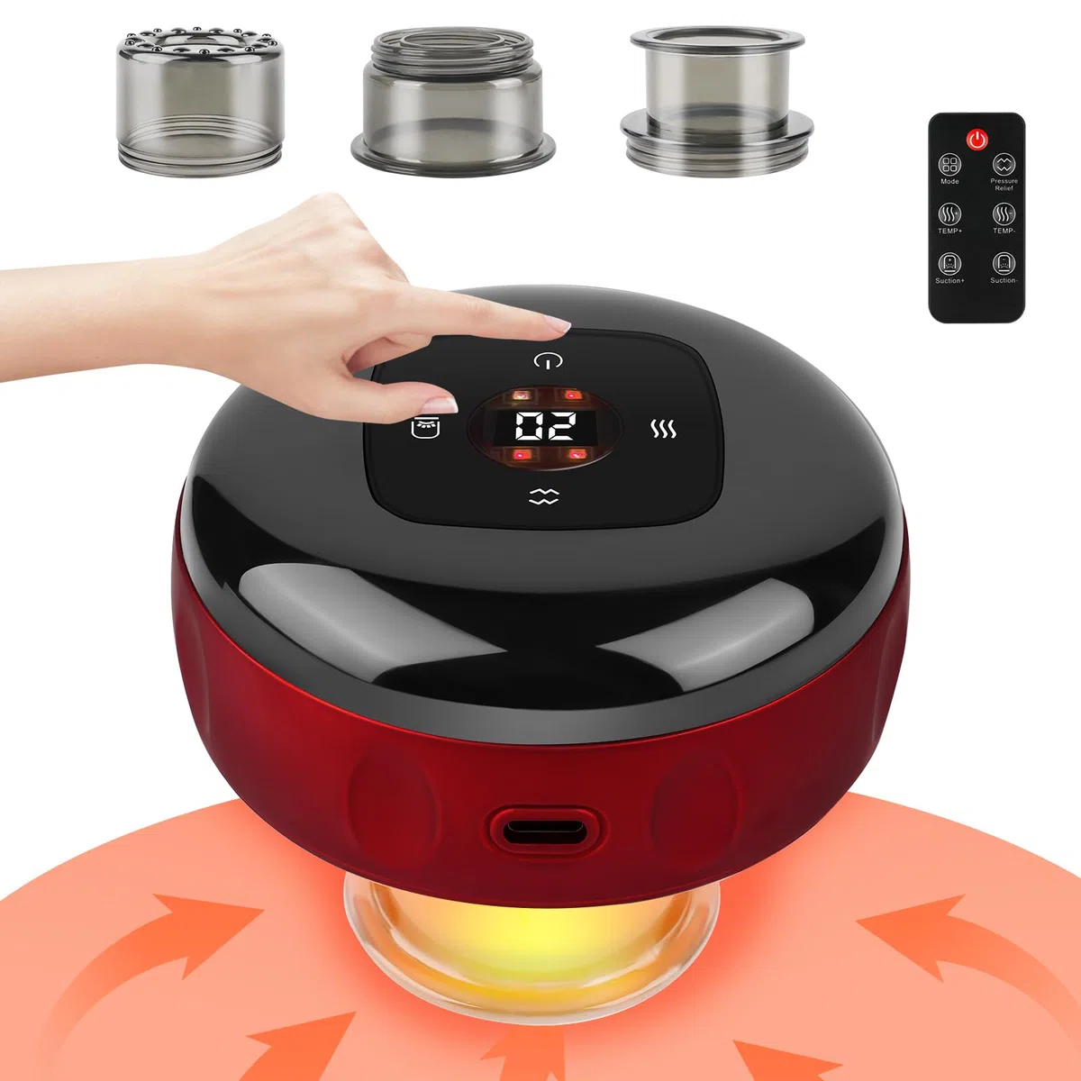 Ensemble de Ventouses électriques Gua Sha 3 en 1, Ventouse Anti Cellulite électrique, 12 Températures Réglables, Appareil Massage Professionnel pour Soulage les Douleurs et Tensions Musculaires