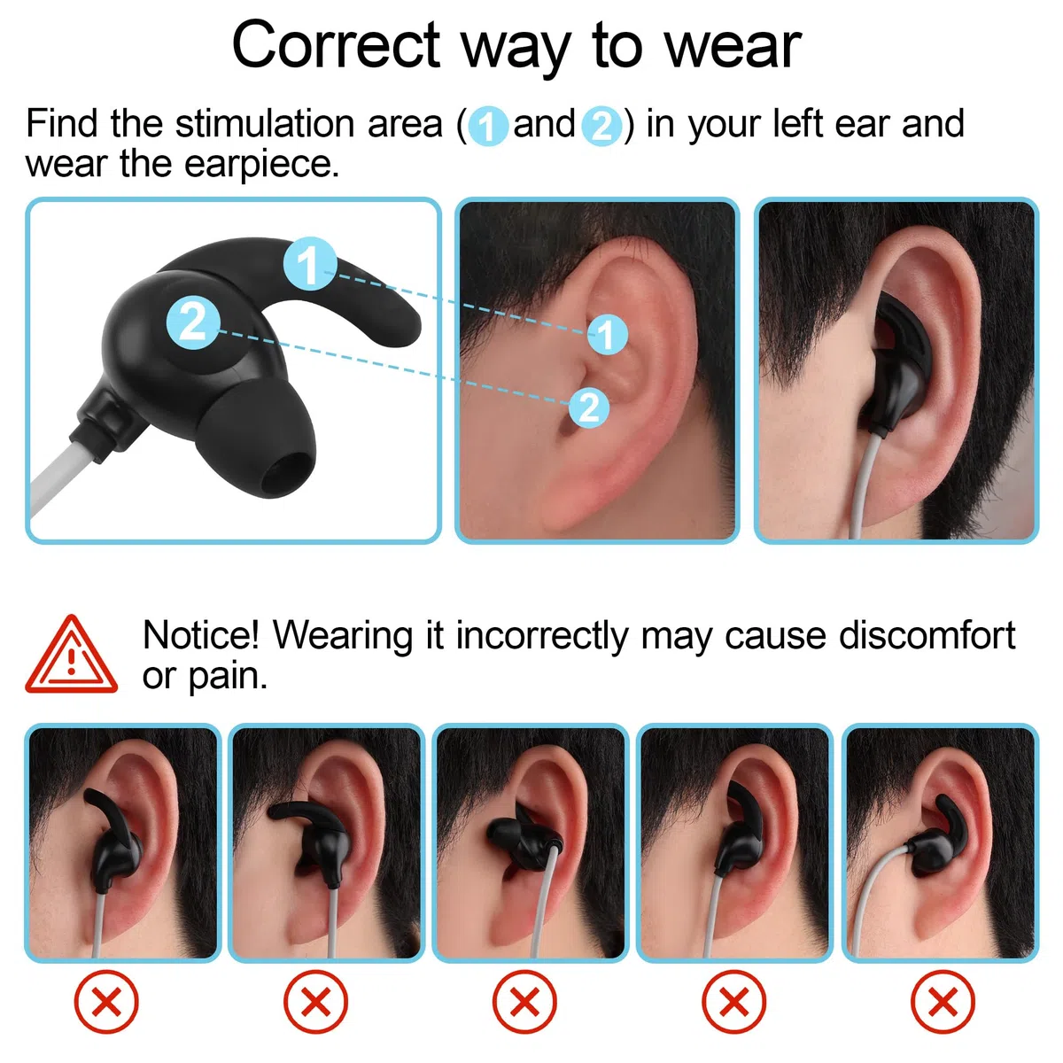 Vagus Nerve Stimulation Plug d'oreille vers connecteur avec flacon pulvérisateur et 2 embouts d'oreille remplaçables