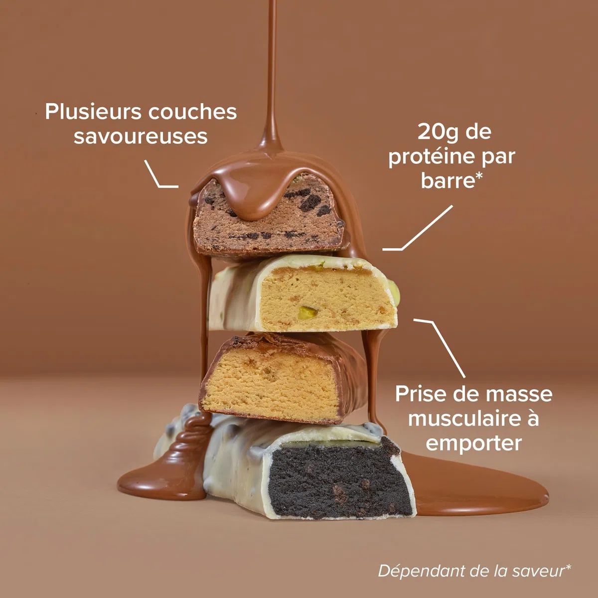 Bulk Macro Munch Barre Protéinée | Chocolat Noisette | 12 x 62g | 20g de protéines par barre | Faible en sucre | Riche en fibres | Texture à trois couches | Idéale à emporter