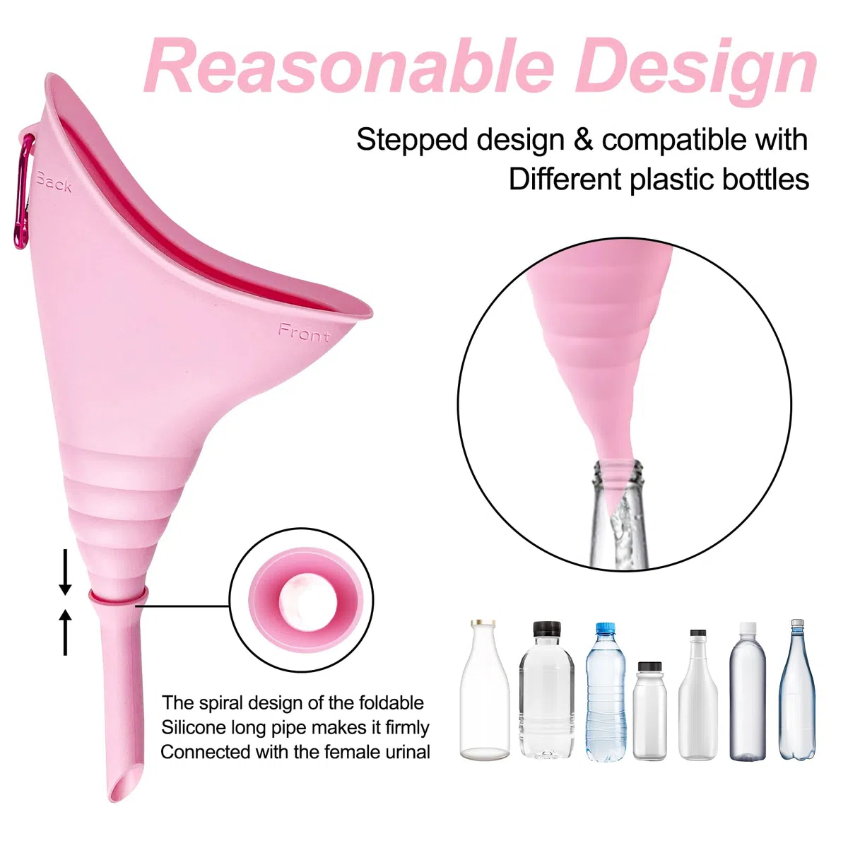 Fousenuk Pisse Debout Femme, Réutilisable Portable Urinoir Femme Silicone | Pliable Pipi Debout avec Tube d'Extension, Urinoir Féminin en Entonnoir pour Plein Air, Voyage, Randonnée, Camping