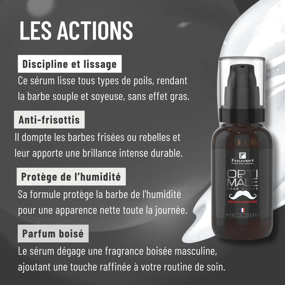 Fauvert Professionnel Sérum Barbe - Soin Barbe Homme Nourrissant & Adoucissant - Produit Barbe Homme - Huile d’Abyssinie et Huile Essentielle de Menthe Poivrée - Fabriqué en France - 100 ml