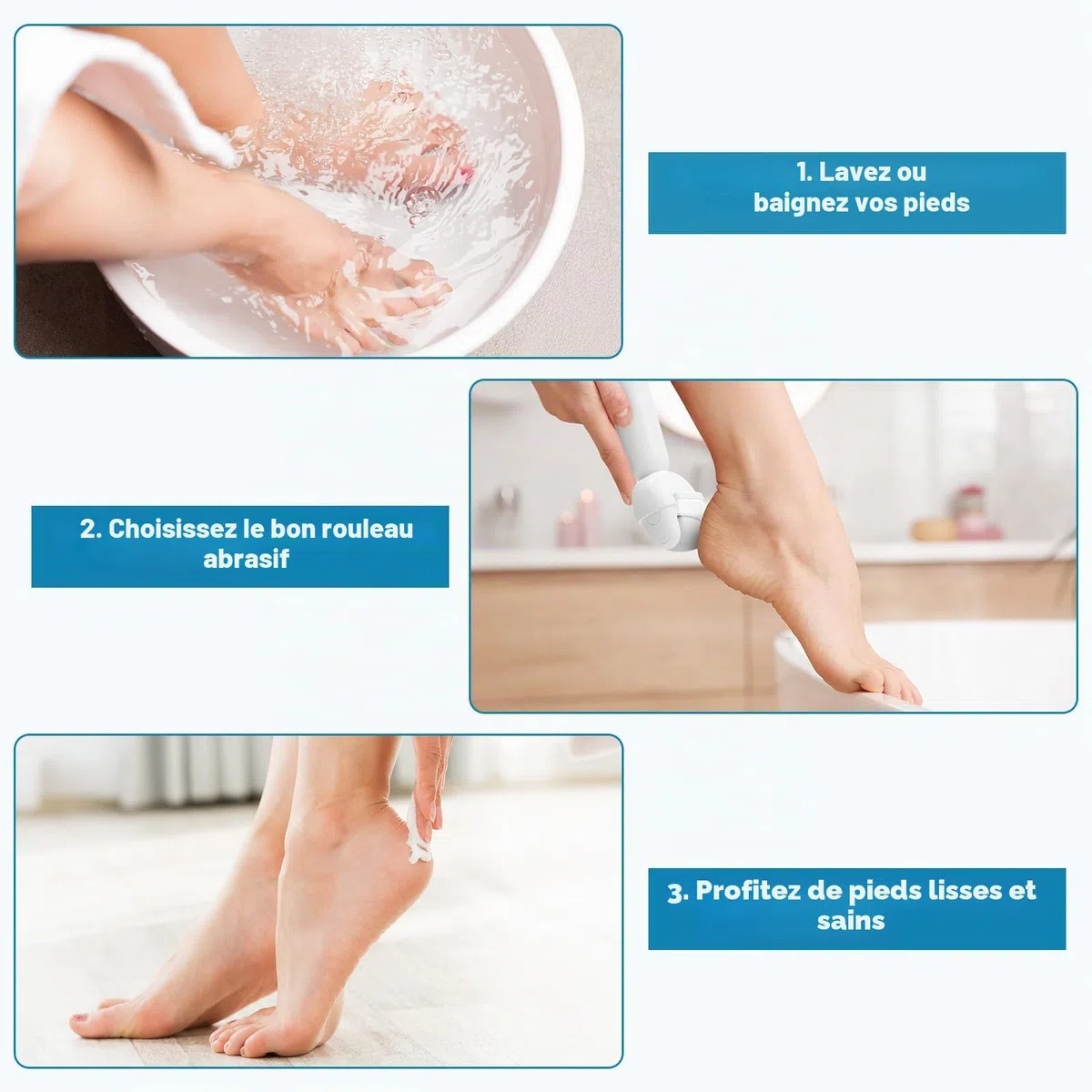 MYCARBON Rapeuse Pieds Électrique Puissante avec 5 Rouleaux de Rechange IPX6 Étanche Ponceuse Pied Pédicure Professionel Sans Fil Râpe Pied Rechargeable Soins Pieds Anti Callosités et Corne, BCM-8003
