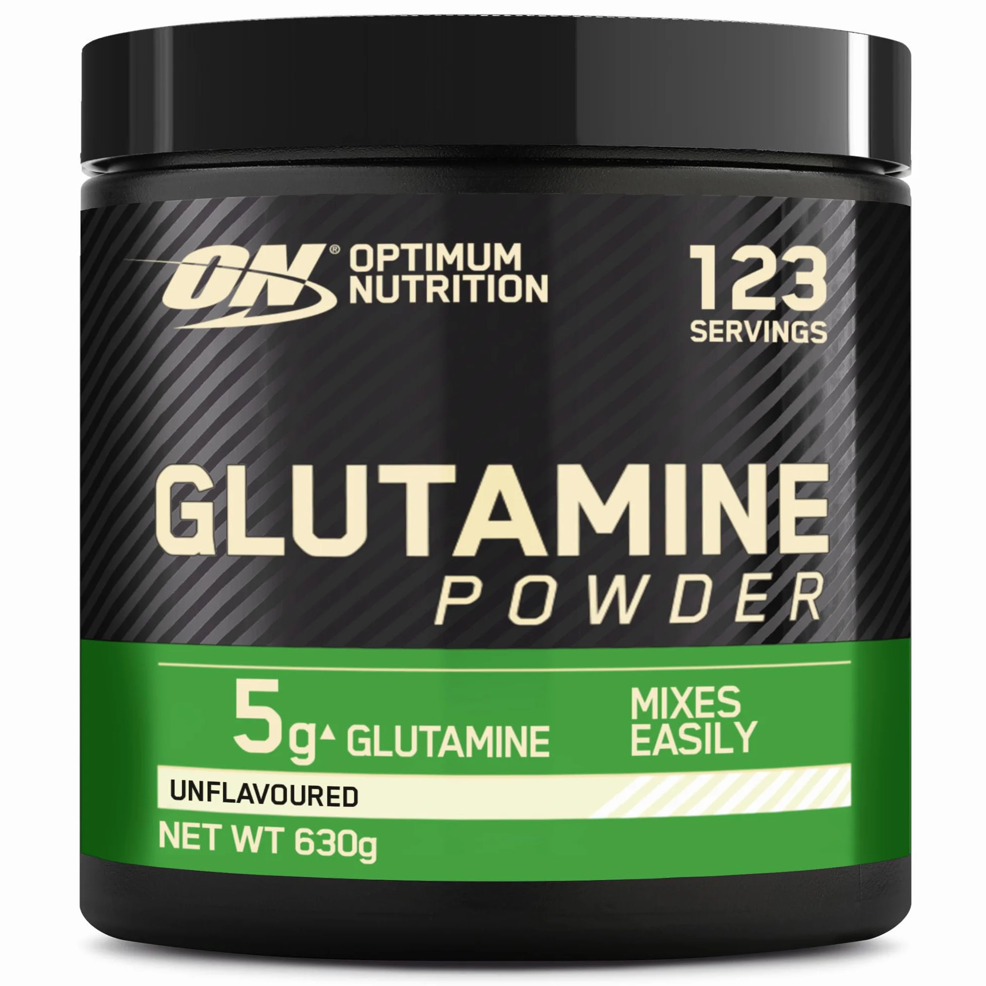 Optimum Nutrition Glutamine en poudre, Acide aminé l-Glutamine en poudre, complément alimentaire pour shake Post et Pre Workout, non aromatisé, 123 portions, 630 g