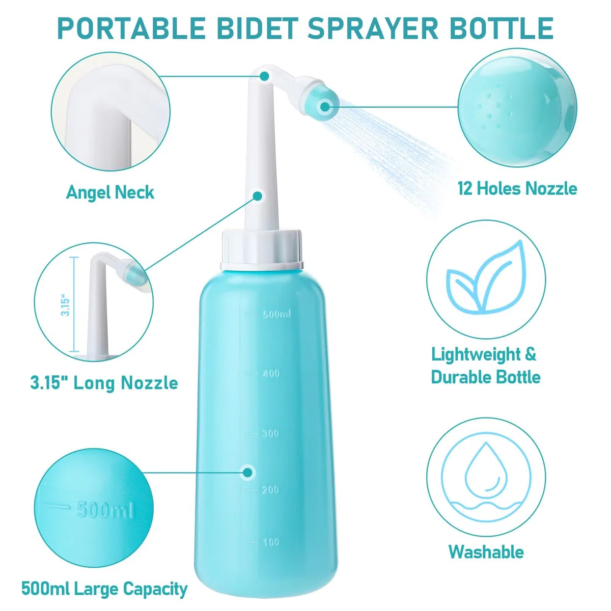 Victop Essuie Fesse Aide aux Toilettes Pince pour Papier Toilette Ensemble de flacons pulvérisateurs portatifs pour Bidet Dossier sans Se Pencher Outils Ustensile de Toilette Poignée Antidérapant